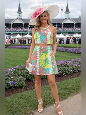 Lilly Pulitzer Bright Floral Crop Top & Skirt Set -Kentucky Derby look